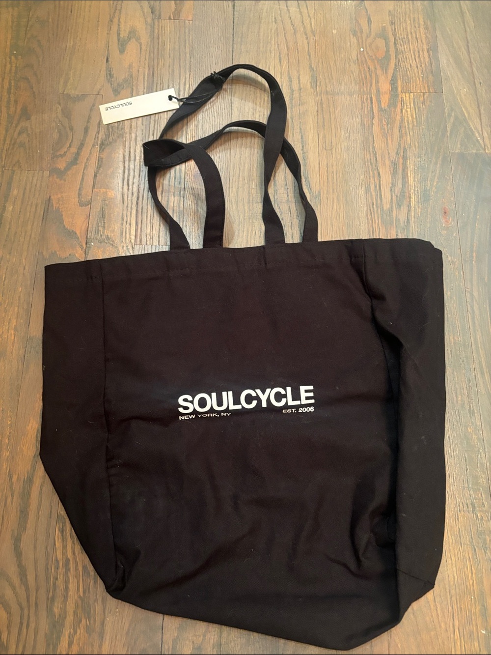 soulcycle Black Canvas Tote with White Logo